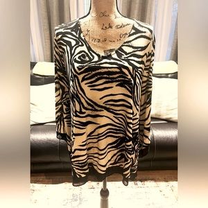 Alfani Black and Cream Animal Print Blouse